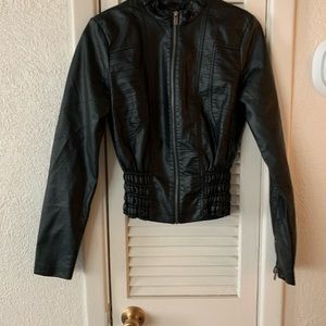 Faux Leather Jacket with cinched waist